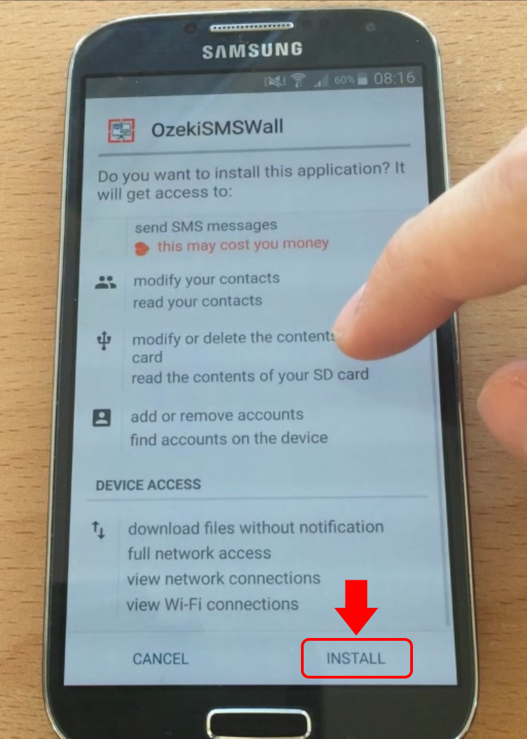 installing ozeki sms wall on android