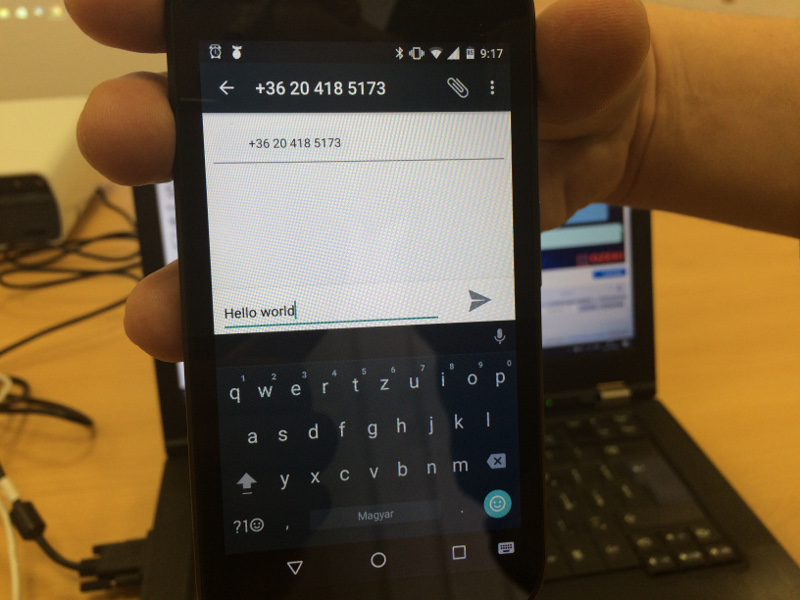sending an sms from a different phone to the smartphone with ozeki sms wall